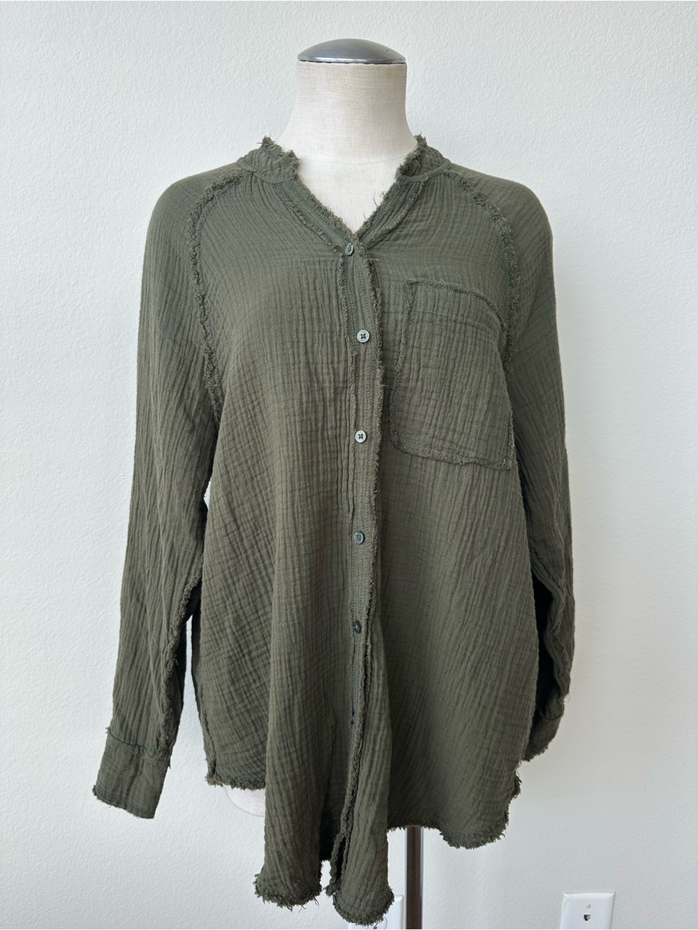 Aerie Gauzy Oversized Button-up Top Women’s XS 163